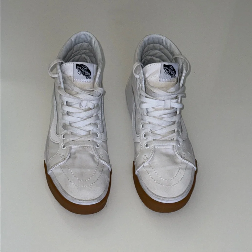 Vans Men's Sz 8.5 / W 10 White and Brown High-Top Sneakers